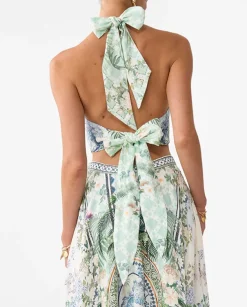 Lniany wzorzysty top