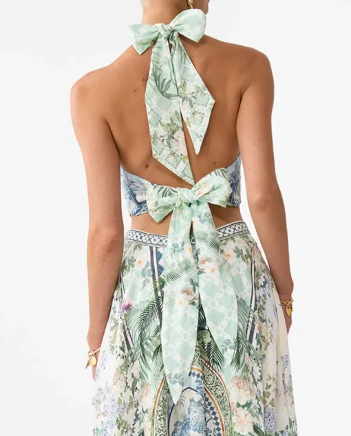 Lniany wzorzysty top