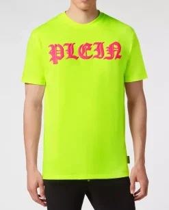 Neonowo żółty t-shirt z logo Gothic