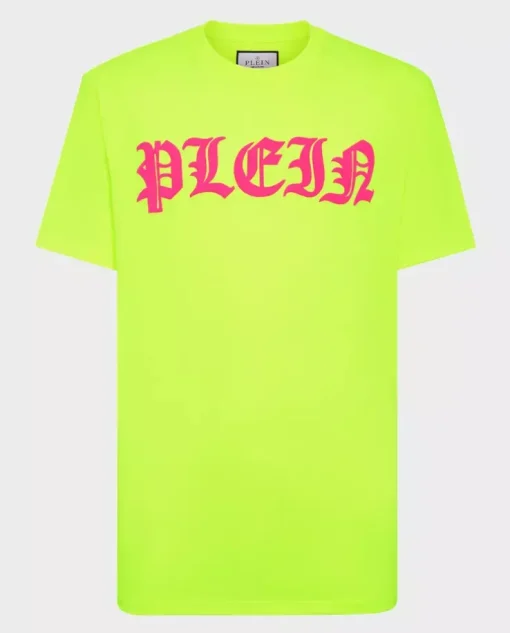 Neonowo żółty t-shirt z logo Gothic