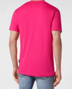 Neonowy różowy t-shirt z grafiką Skull&Bones