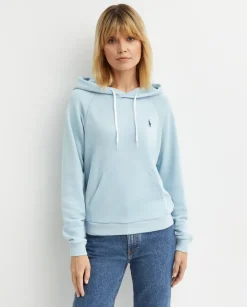 Niebieska bluza z kapturem i logo