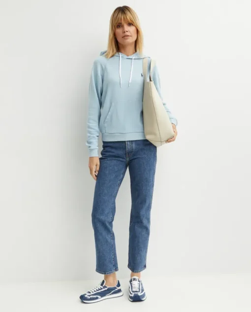 Niebieska bluza z kapturem i logo