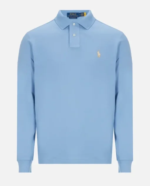 Niebieska bluzka polo Custom Slim Fit