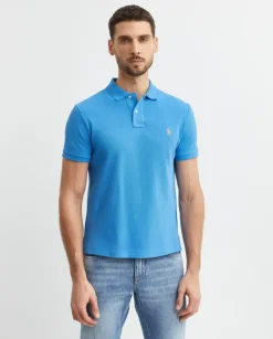 Niebieska koszulka polo Custom Slim Fit