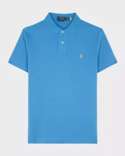 Niebieska koszulka polo Custom Slim Fit
