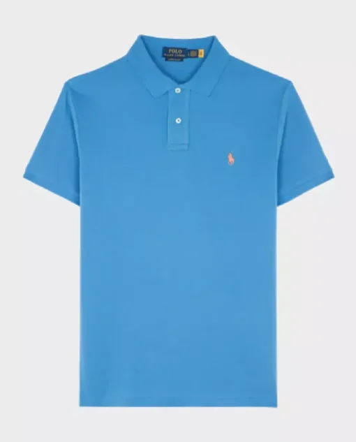 Niebieska koszulka polo Custom Slim Fit