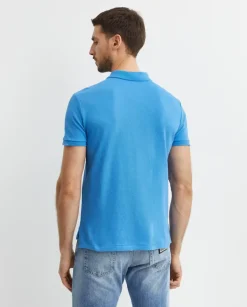 Niebieska koszulka polo Custom Slim Fit