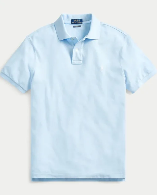 Niebieska koszulka polo Slim Fit Mesh