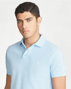 Niebieska koszulka polo Slim Fit Mesh