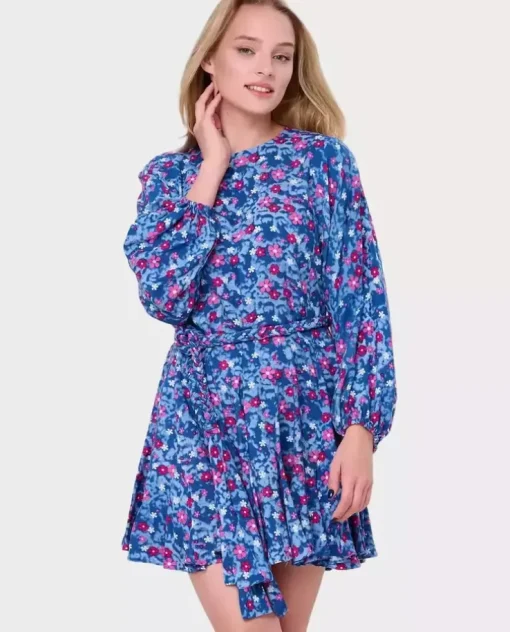 Niebieska mini sukienka w kwiaty Irka