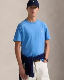 Niebieski bawełniany t-shirt Classic Fit