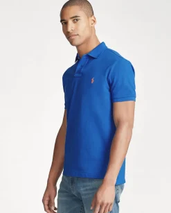 Niebieski t-shirt polo Custom Slim Fit