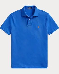 Niebieski t-shirt polo Custom Slim Fit