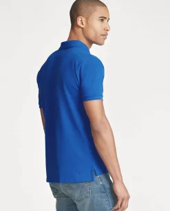 Niebieski t-shirt polo Custom Slim Fit