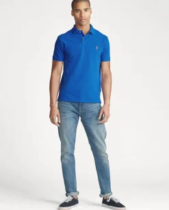 Niebieski t-shirt polo Custom Slim Fit