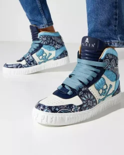 Niebieskie sneakersy Hi-Top we wzór paisley