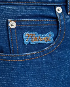 Niebieskie szerokie jeansy
