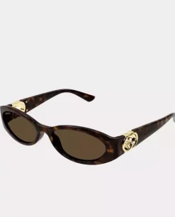 Owalne okulary przeciwsłoneczne w kolorze havana
