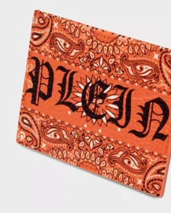 Pomarańczowe skórzane etui na karty Gothic