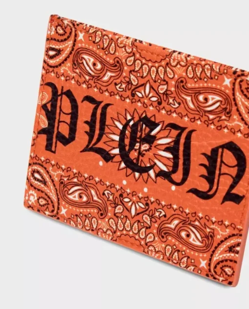 Pomarańczowe skórzane etui na karty Gothic