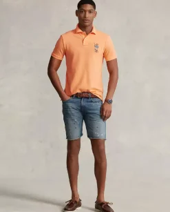 Pomarańczowy t-shirt polo z misiem