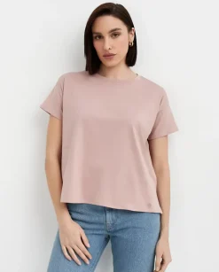 Pudroworóżowy bawełniany t-shirt