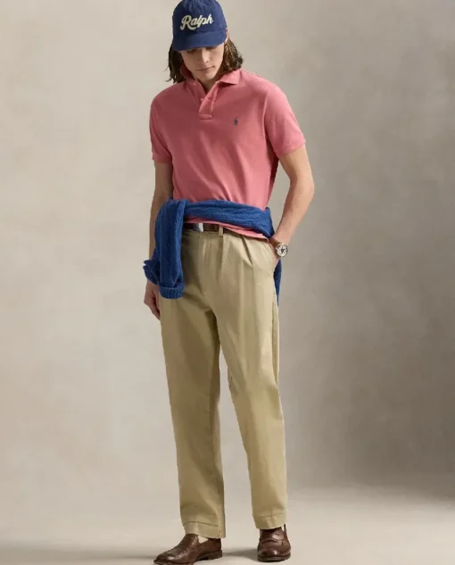 Różowa koszulka polo Custom Slim Fit
