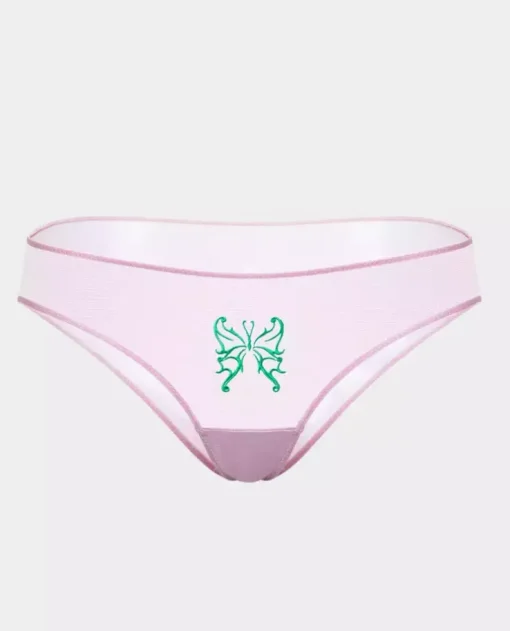 Różowe figi z haftem Butterfly
