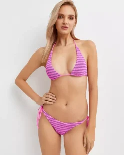 Różowy top od bikini w paski Sofie