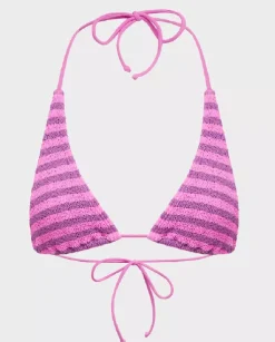 Różowy top od bikini w paski Sofie