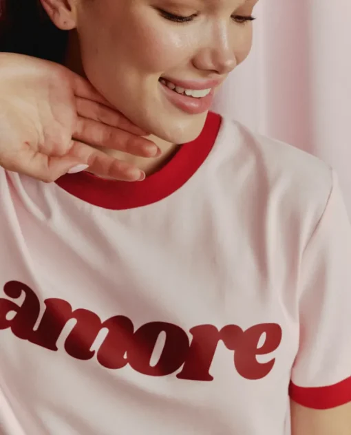 Różowy t-shirt Amore