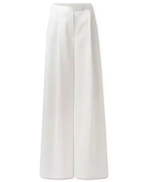 Spodnie z jedwabiu ecru wide leg