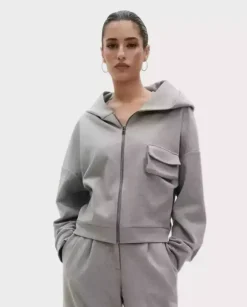 Szara bluza z zamkiem