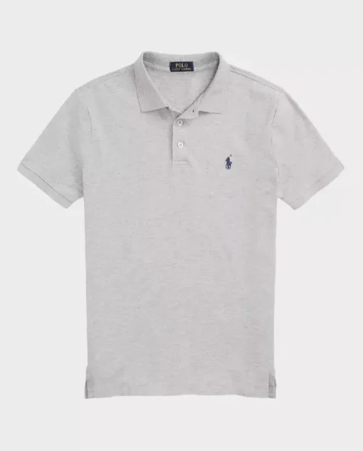 Szara koszulka polo Custom Slim Fit