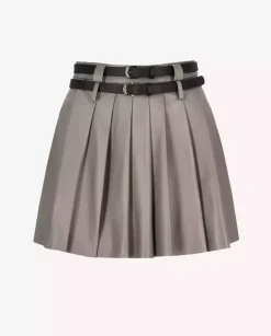 Szara mini spódniczka ze skóry Basile
