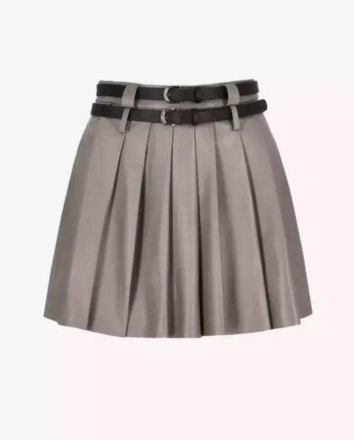 Szara mini spódniczka ze skóry Basile