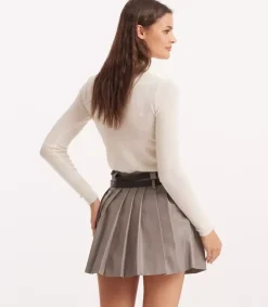 Szara mini spódniczka ze skóry Basile