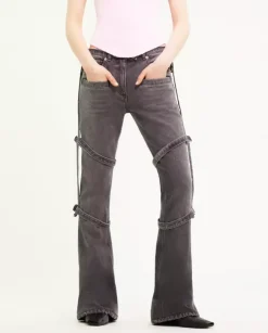 Szare rozszerzane jeansy