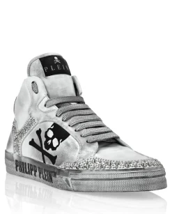 Szare sneakersy z wysoką cholewką