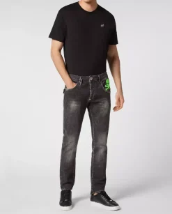 Szaro-czarne jeansy Skull&Bones Super Straight