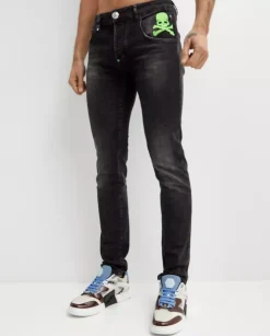 Szaro-czarne jeansy Skull&Bones Super Straight