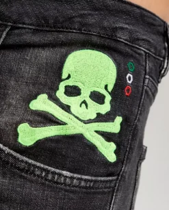 Szaro-czarne jeansy Skull&Bones Super Straight
