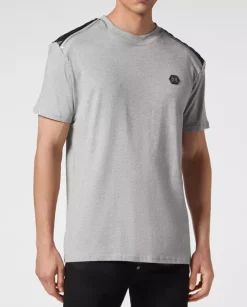 Szary bawełniany t-shirt z logo Gothic