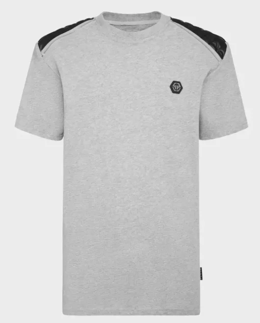 Szary bawełniany t-shirt z logo Gothic