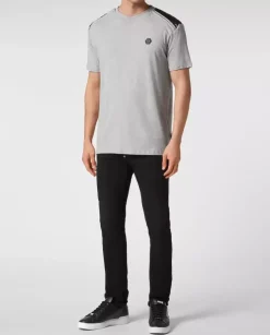 Szary bawełniany t-shirt z logo Gothic