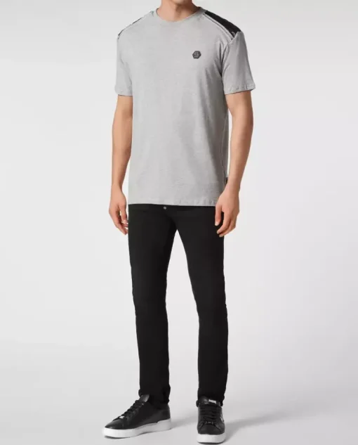 Szary bawełniany t-shirt z logo Gothic