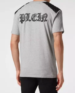 Szary bawełniany t-shirt z logo Gothic