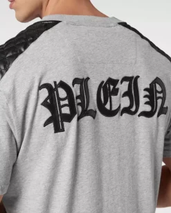 Szary bawełniany t-shirt z logo Gothic