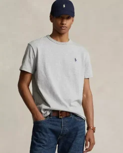 Szary t-shirt Classic Fit z haftowanym logo